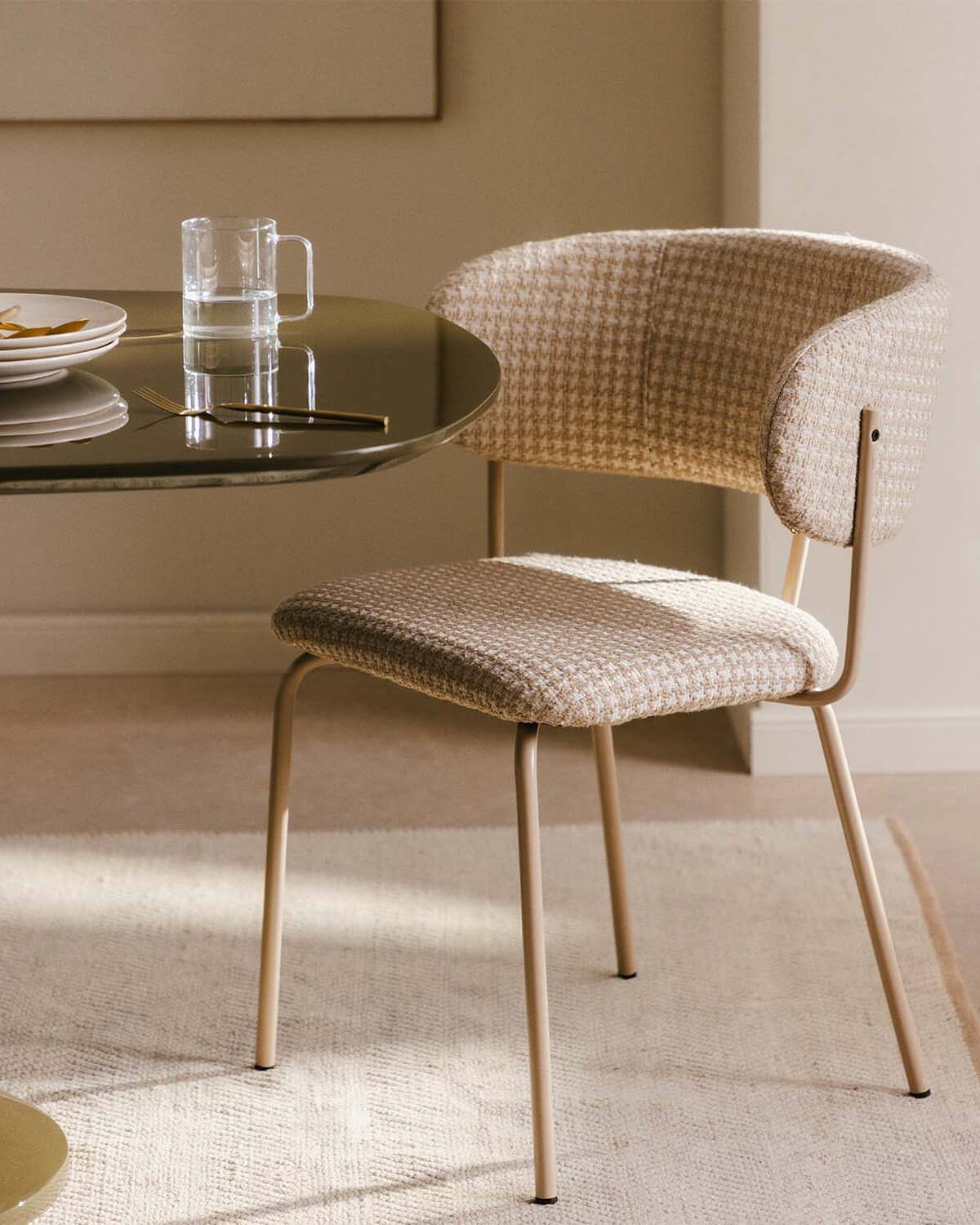 Silla de Comedor de Metal y Tela con Estampado Bonse, imagen de galería 2