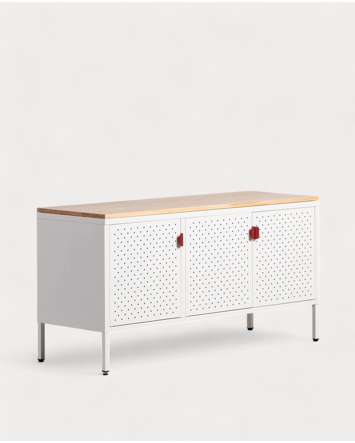 Aparador Bajo 3 Puertas 115x40 cm de Acero Laminado y Madera de Pino Varys, imagen de galer&iacute;a 1