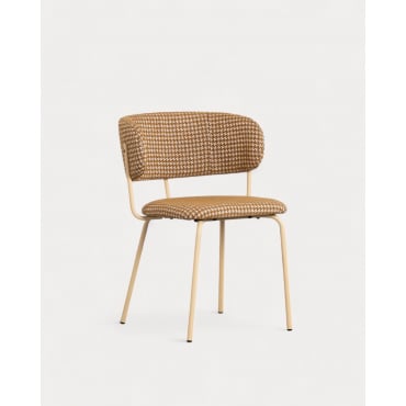 Pack 4 Sillas de Comedor de Metal y Tela con Estampado Bonse Amarillo Wheat - The Masie