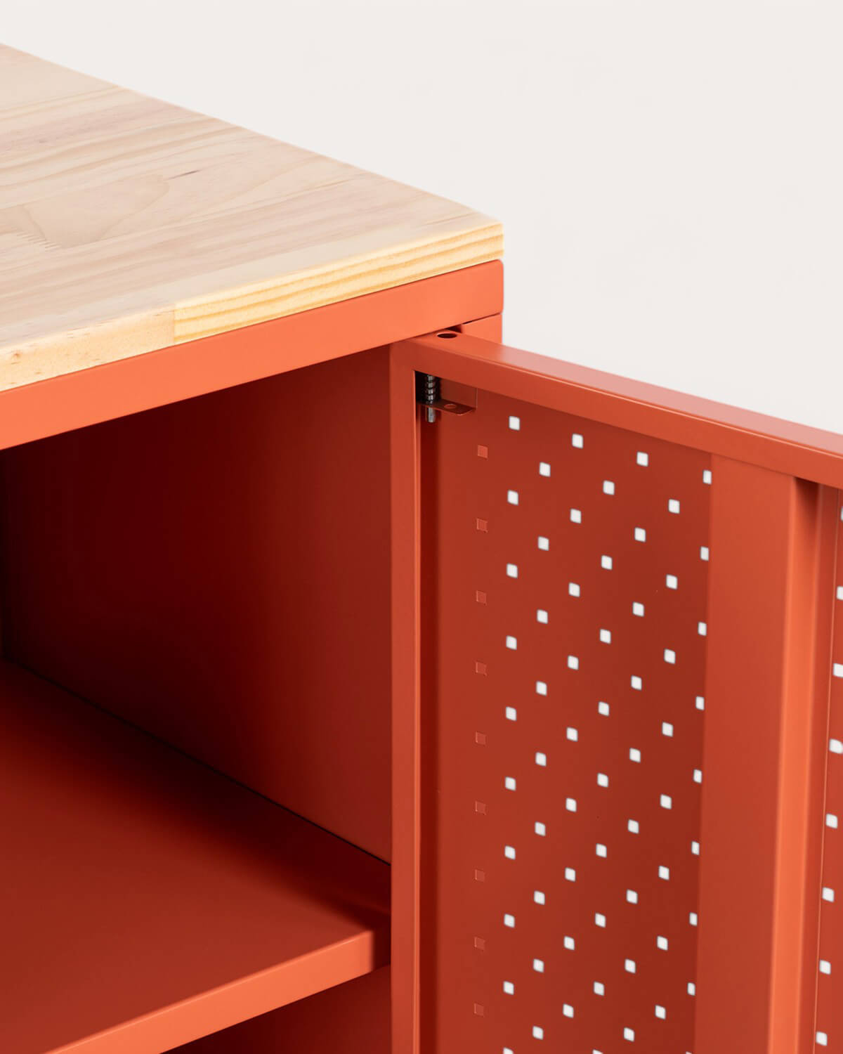 Aparador Bajo 2 Puertas 80x41 cm de Acero Laminado y Madera de Pino Varys, imagen de galer&iacute;a 8
