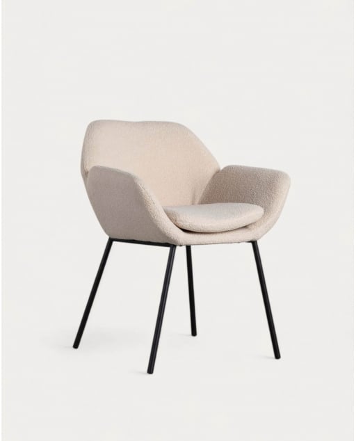 Pack 2 Sillas de Comedor de Metal con Reposabrazos Eider Bouclé
