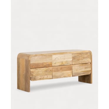 Aparador Bajo con 6 Cajones de Madera de Mango Vanile Mango Natural - The Masie