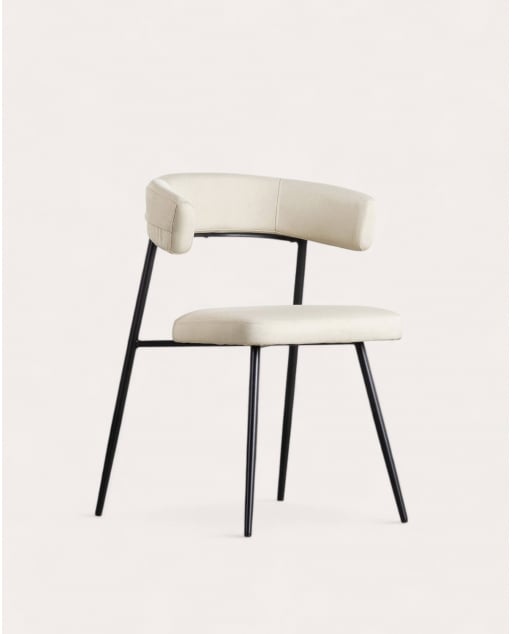Silla de Comedor de Metal y Tela Eloise - Marfil