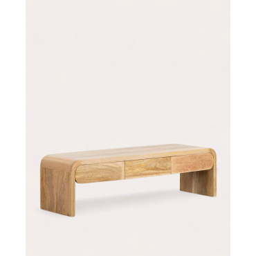 Mueble de TV con 3 Cajones 160x45 cm de Madera de Mango Vanile Madera de Mango Medio - The Masie