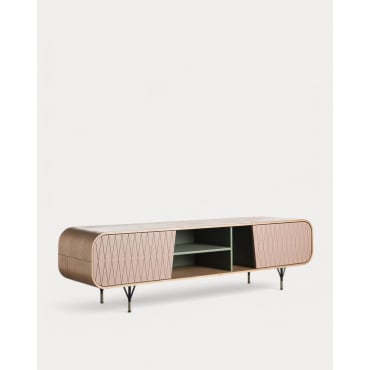 Mueble de TV de Madera 2 Puertas Amer Rosa Salmón - The Masie