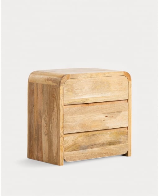 Cómoda Cajonera con 3 Cajones 80x50 cm de Madera de Mango Vanile