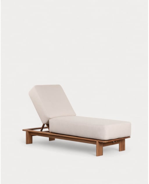Tumbona Reclinable de Madera de Acacia con Cojín de Tela Cael - Acacia Medio