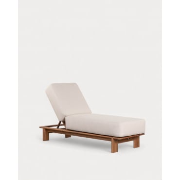 Tumbona Reclinable de Madera de Acacia con Cojín de Tela Cael Acacia Medio - The Masie