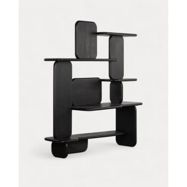 Estantería con Escritorio de Madera de Pino y Madera de Olmo (175x60 cm) Kuroen Madera Negra - The Masie