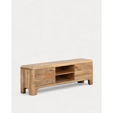 Mueble de TV 2 Puertas de Madera de Mango Reichel Madera de Mango Clara - The Masie
