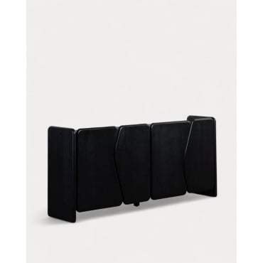 Aparador Bajo 4 Puertas de Madera de Pino y Madera de Olmo Kuroen Madera Negra - The Masie