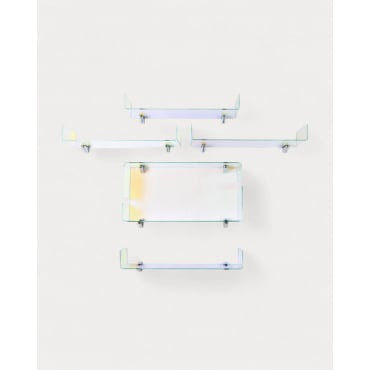 Conjunto de Estantes de Pared de Cristal Curvado Iris Iridiscente - The Masie