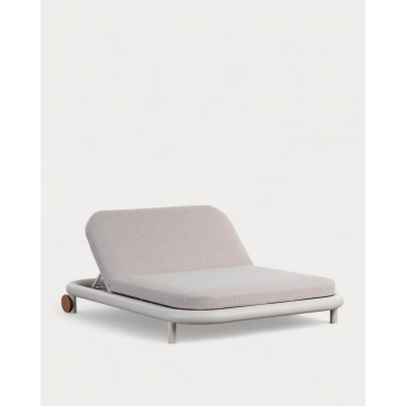 Tumbona Doble Reclinable de Aluminio con Cojín de Tela Cheryl Gris Concrete - The Masie