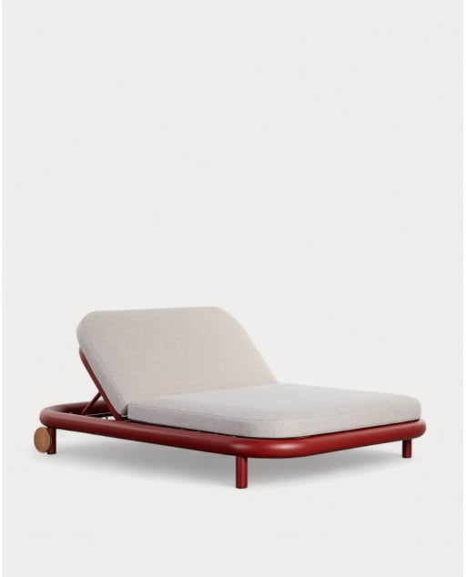 Tumbona Doble Reclinable de Aluminio con Cojín de Tela Cheryl