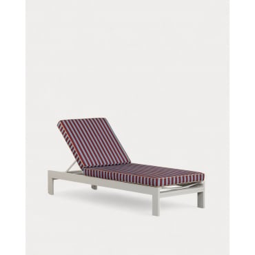 Pack 2 Tumbonas Reclinables de Aluminio con Cojín a Rayas New Kreta Blanco Alabaster y Azul Silvery - The Masie