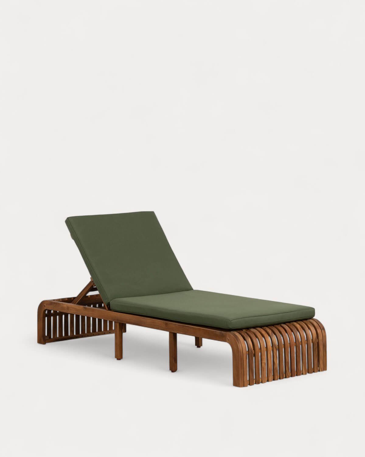 Tumbona Reclinable de Madera de Acacia con Cojín de Tela Hazan, imagen de galería 1