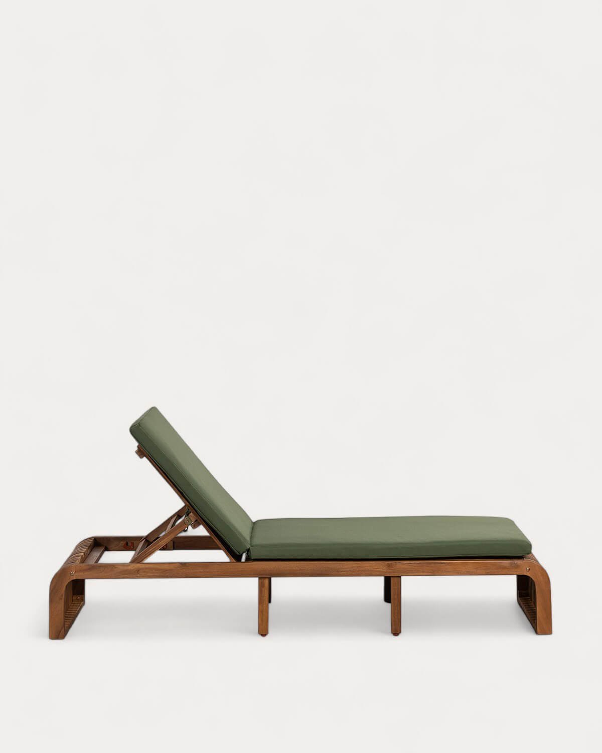 Tumbona Reclinable de Madera de Acacia con Cojín de Tela Hazan, imagen de galería 5