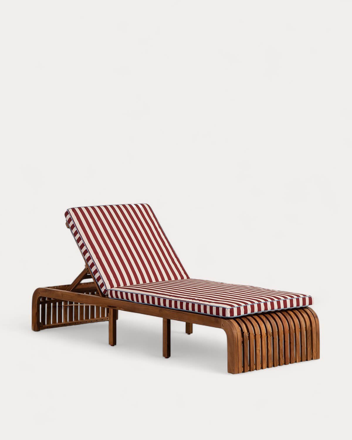 Tumbona Reclinable de Madera de Acacia con Cojín de Tela Hazan, imagen de galer&iacute;a 1