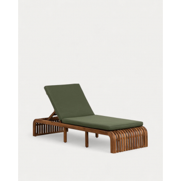 Pack 2 Tumbonas Reclinables de Madera de Acacia con Cojín Hazan Verde Nori - The Masie