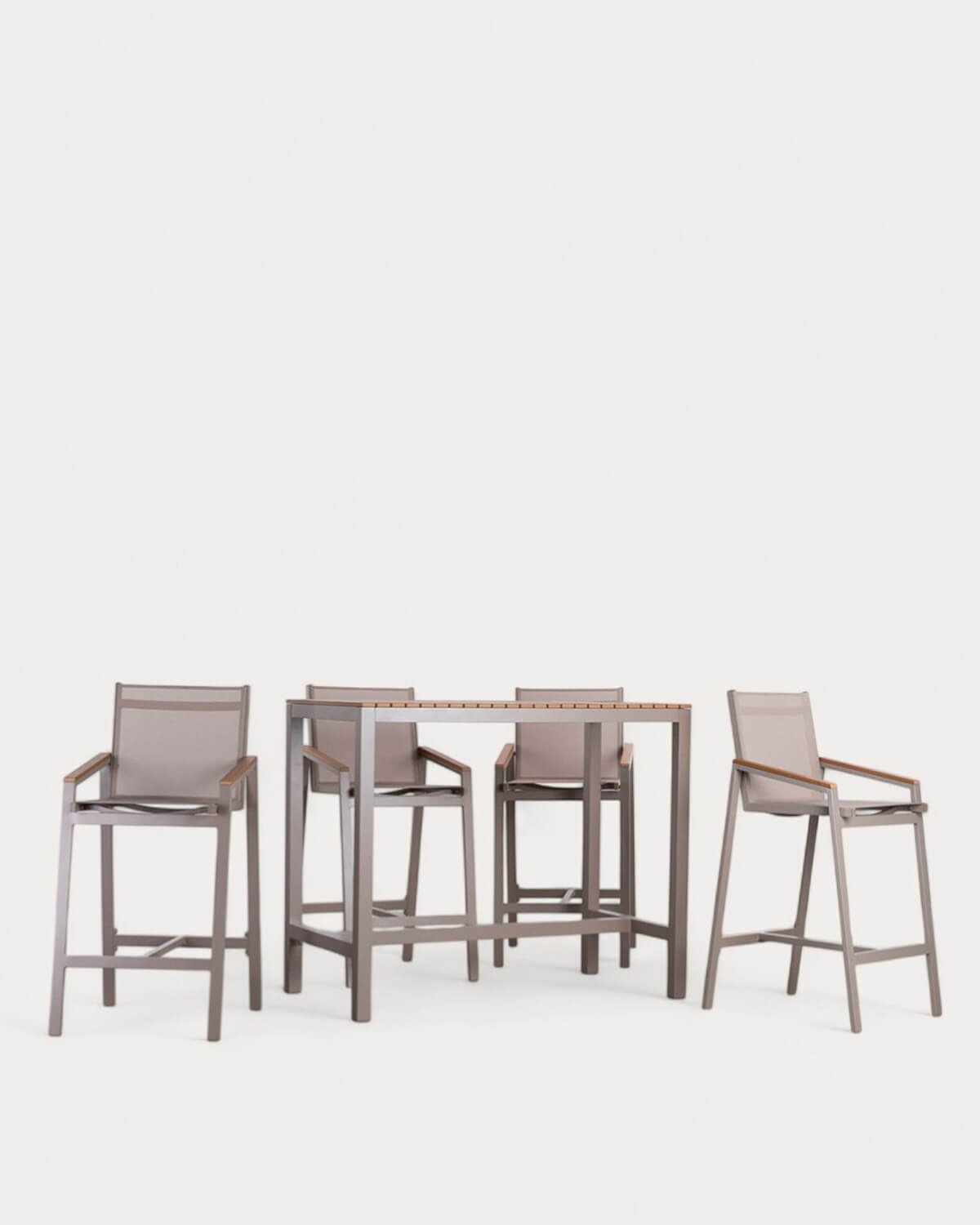 Set de Mesa Alta (130x70 cm) y 4 Taburetes Altos de Aluminio de Exterior Korce, imagen de galería 1
