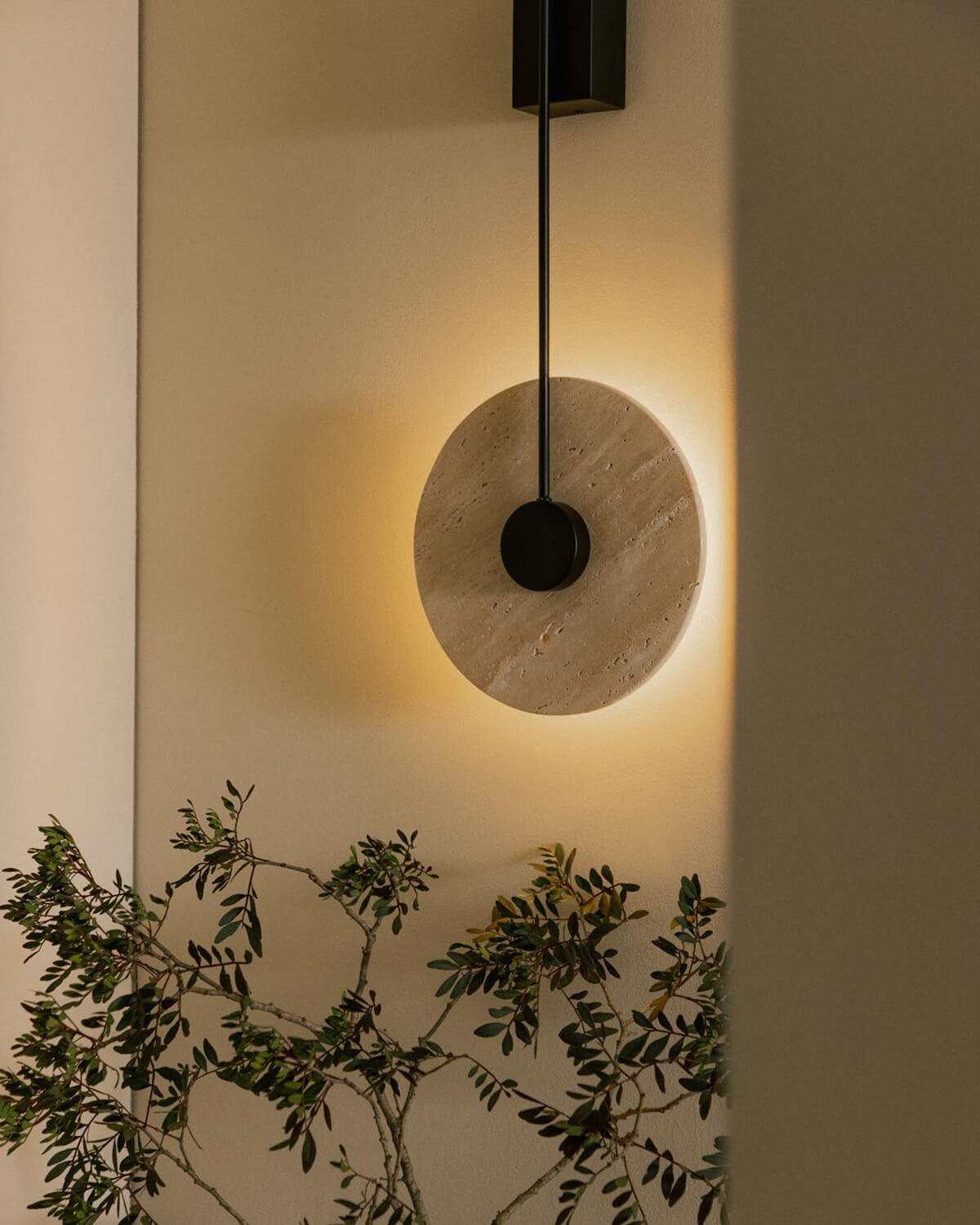Aplique de Pared Led de Metal con Mármol Travertino Nadir, imagen de galería 3