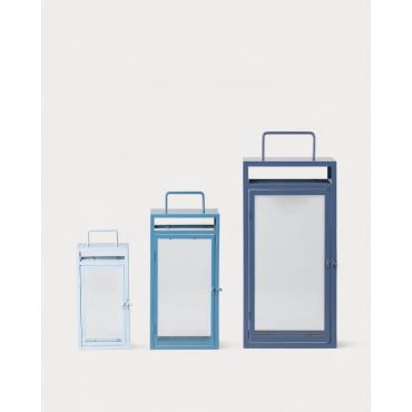 Set de 3 Portavelas de Metal Zafir Azul Oceanic - The Masie