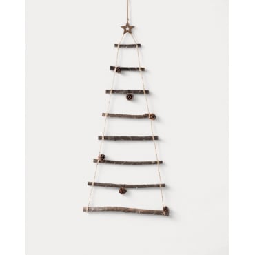 Árbol de Navidad con Luces LED de Madera 110 cm Pin Marrón - The Masie