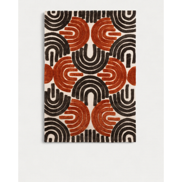 Alfombra Artesanal de Poliéster (236x165 cm) Zanas Naranja Terra - The Masie