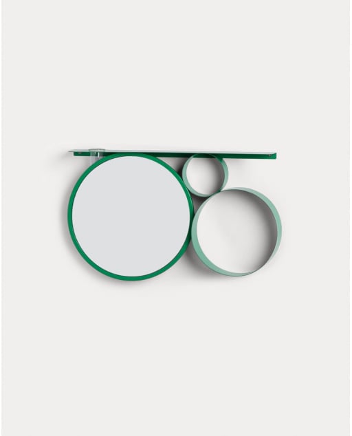 Espejo de Pared con Estantería de Metal (Ø28 cm) Elara