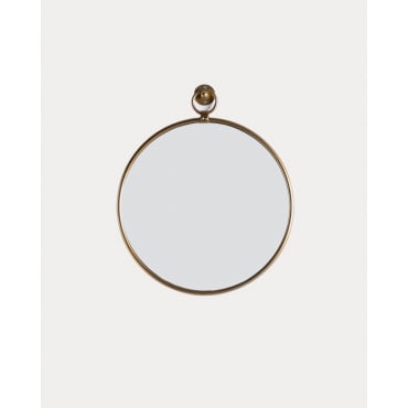 Espejo de Pared Redondo de Metal (Ø46 cm) Dario Amarillo Dorado - The Masie