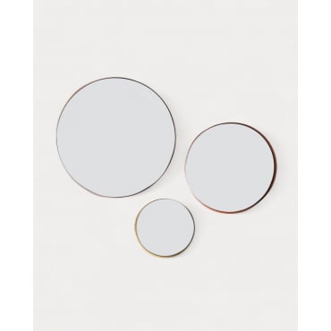 Set de 3 Espejos de Pared Redondos de Metal Esdras Colores Cálidos - The Masie