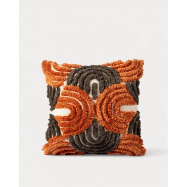 Cojín Cuadrado de Tela (50x50 cm) Zanas Naranja Terra - The Masie