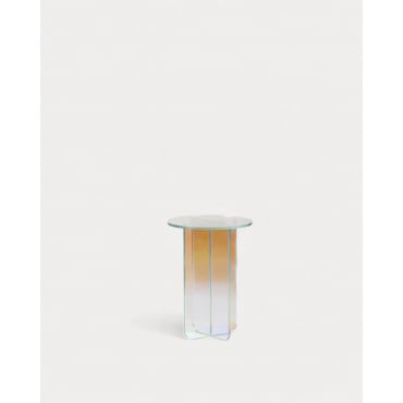 Mesa Auxiliar Alta Redonda Iridiscente de Cristal Templado (Ø40 cm) Iris Iridiscente - The Masie
