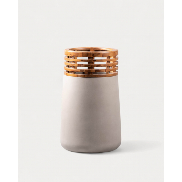 Macetero de Hormigón y Madera de Acacia XXL (80xØ48 cm) Hazan Gris Concrete - The Masie