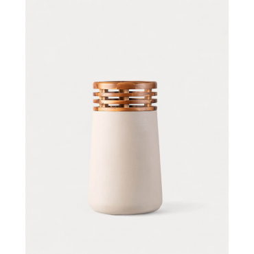 Macetero de Hormigón y Madera de Acacia L (56xØ31 cm) Hazan Gris Concrete - The Masie