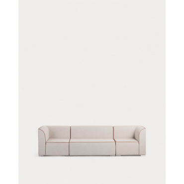 Sofá Modular de Jardín 3 Piezas con 2 Esquineros y Sofá 2 Plazas de Tela Lagos Tela -Beige Seashell - The Masie