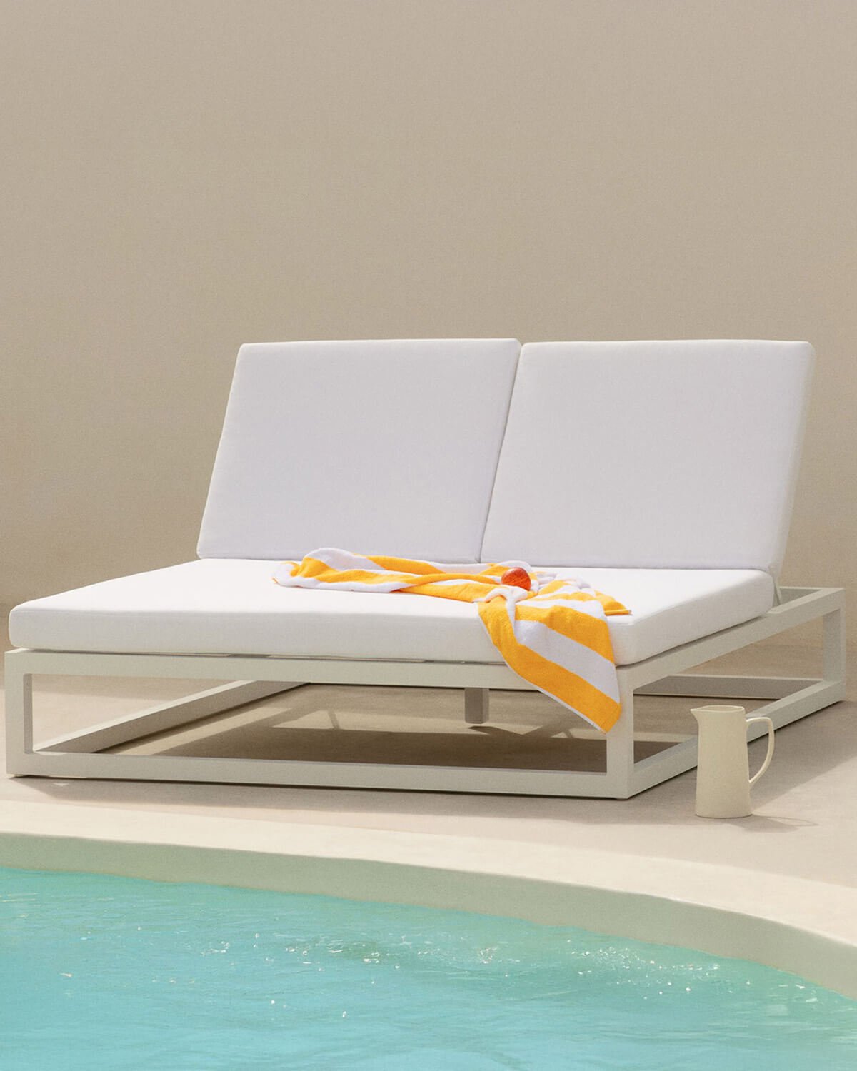 Tumbona Doble Reclinable de Aluminio con Cojín de Tela Kewin, imagen de galería 2