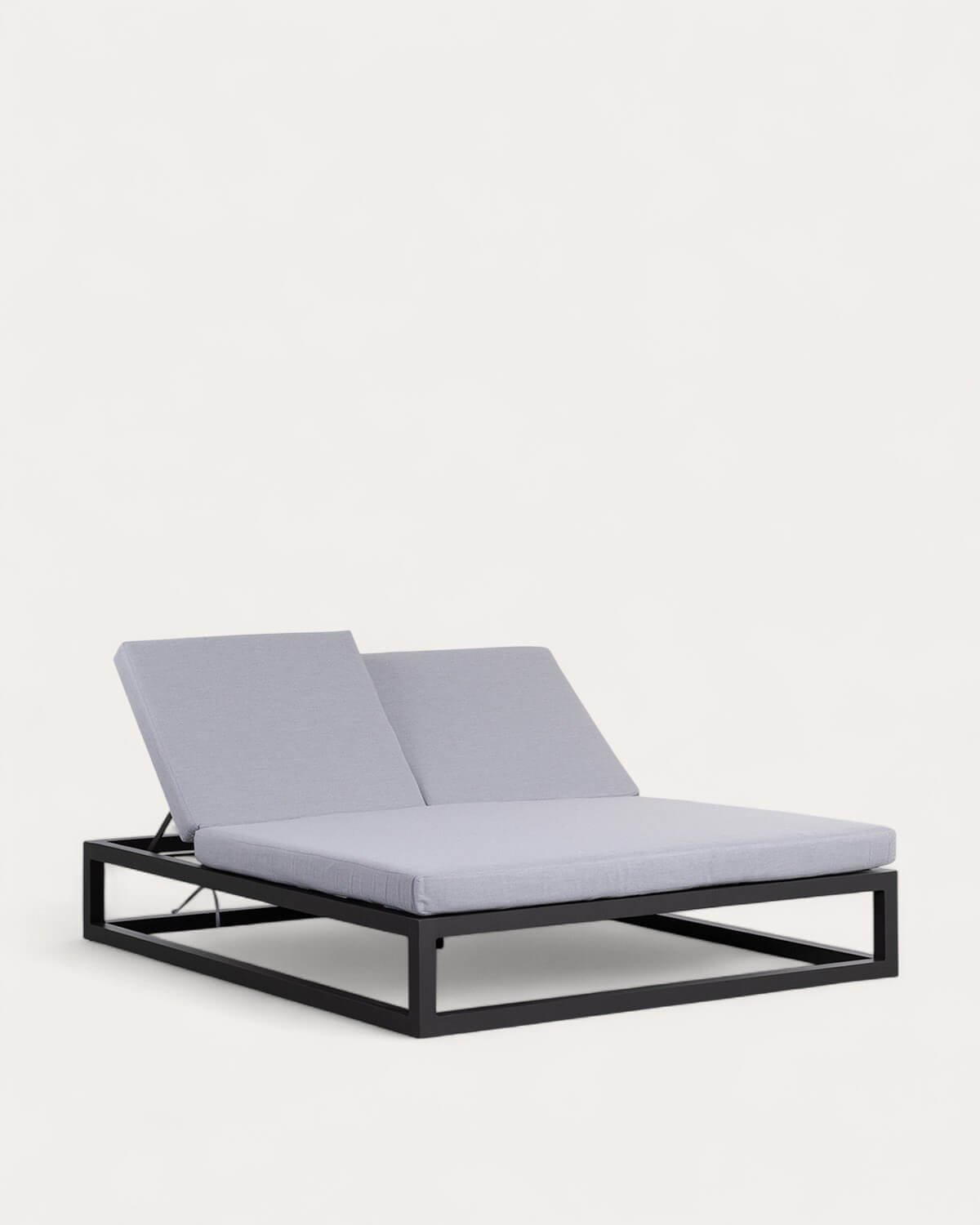 Tumbona Doble Reclinable de Aluminio con Cojín de Tela Kewin, imagen de galería 1