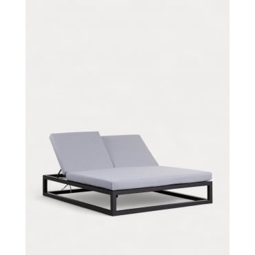 Tumbona Doble Reclinable de Aluminio con Cojín de Tela Kewin Gris Graphite - The Masie