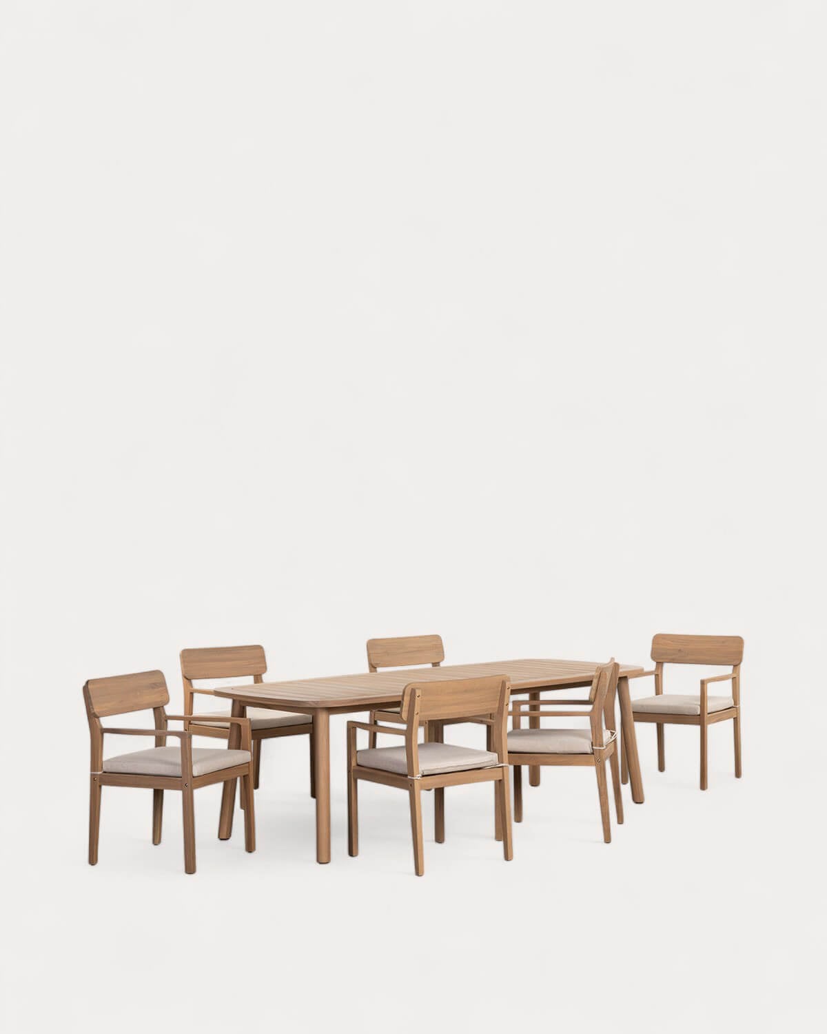 Set de Mesa Rectangular (240x100 cm) y 6 Sillas con Reposabrazos de Madera de Acacia de Exterior Mirla, imagen de galer&iacute;a 1