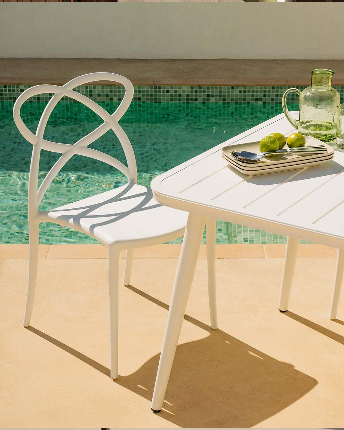 Set de Mesa Rectangular de Aluminio (160x90 cm) Cancún y 6 Sillas de Polipropileno de Exterior Cielo, imagen de galer&iacute;a 3