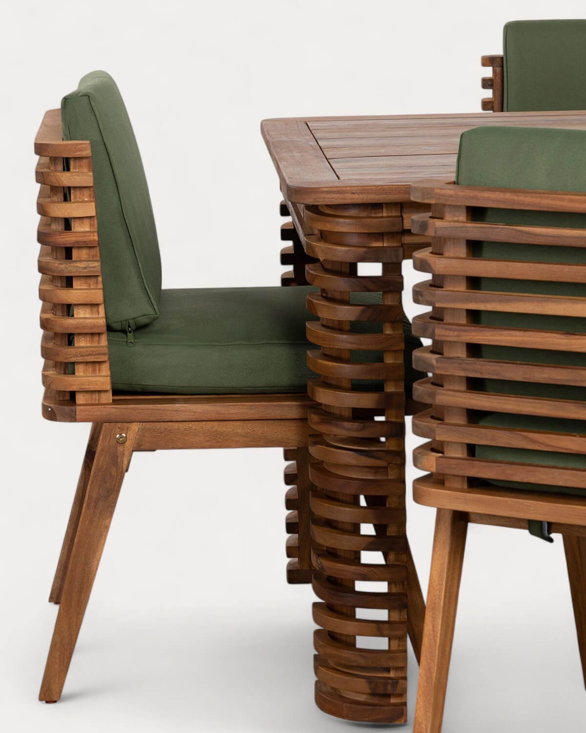 Set de Mesa Rectangular (180x90 cm) y 6 Sillas de Madera de Acacia y Tela de Exterior Hazan, imagen de galería 6