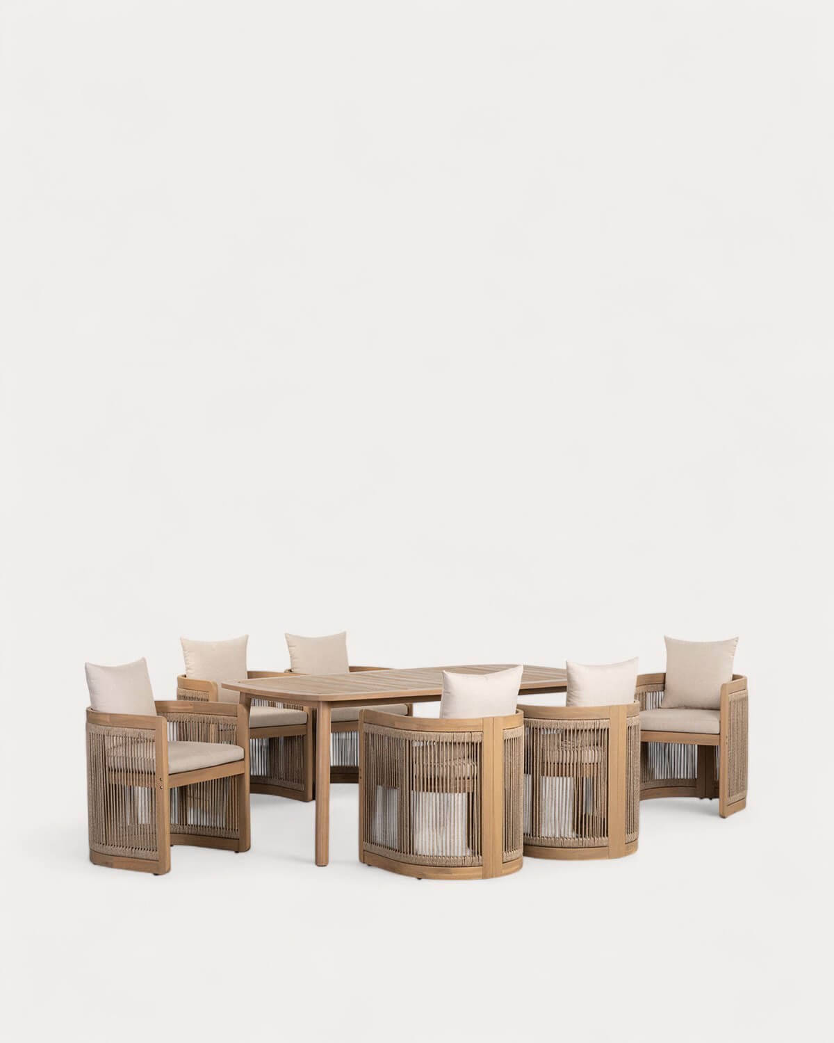 Set de Mesa Rectangular (180x100 cm) y 6 Sillas de Madera de Acacia de Exterior Mirla, imagen de galer&iacute;a 1