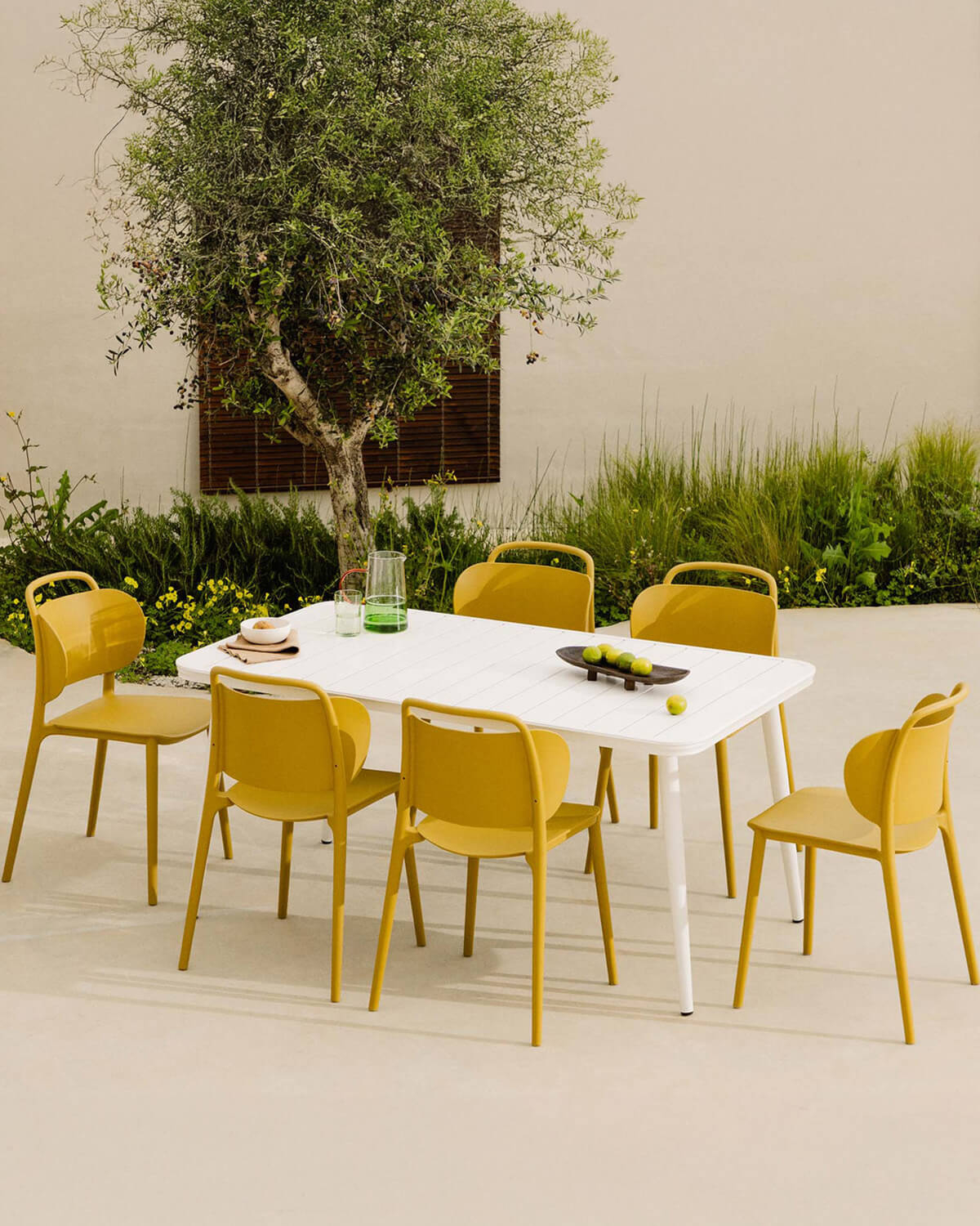 Set de Mesa Rectangular de Aluminio (160x90 cm) Cancún y 6 Sillas de Polipropileno de Exterior Kole, imagen de galer&iacute;a 2