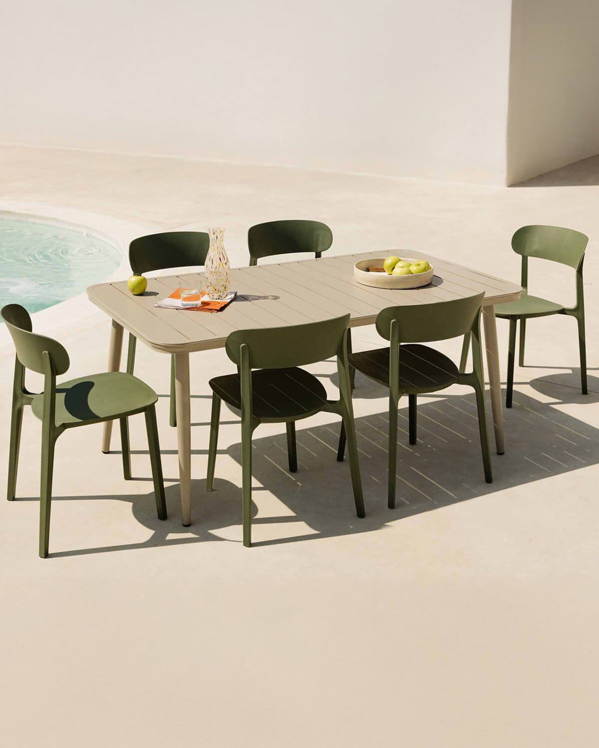 Set de Mesa Rectangular de Aluminio (160x90 cm) Cancún y 6 Sillas de Polipropileno de Exterior Briel, imagen de galer&iacute;a 2