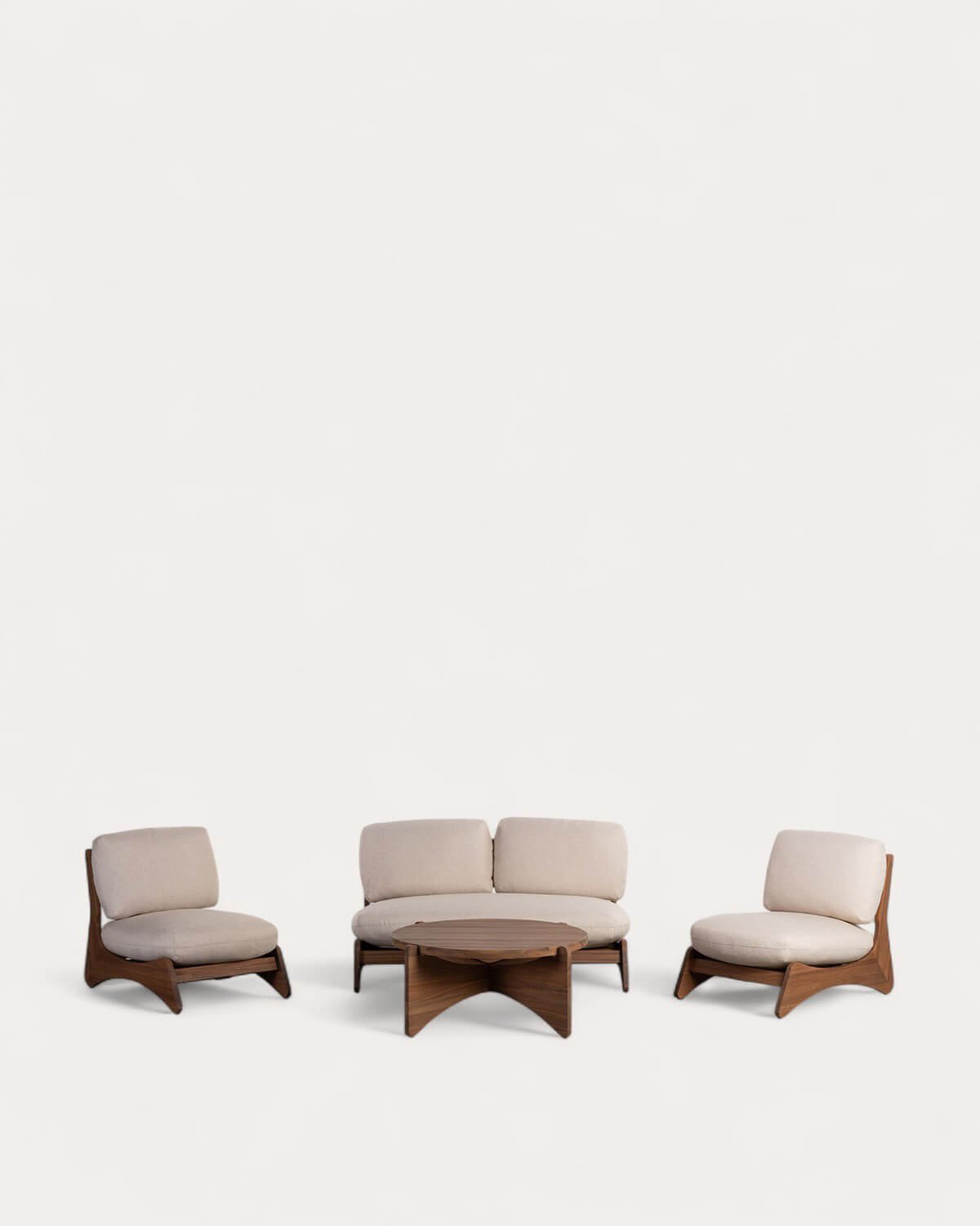 Set de Jardín con Sofá 2 Plazas, 2 Sillones y Mesa de Centro de Madera de Acacia y Tela Lorent, imagen de galería 1