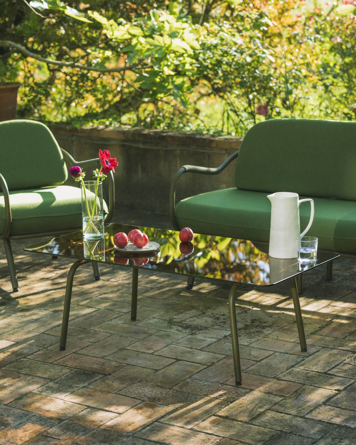 Set de Jardín con Sofá 2 Plazas, 1 Sillón y Mesa de Centro de Cristal Templado y Metal  Xoan , imagen de galer&iacute;a 3