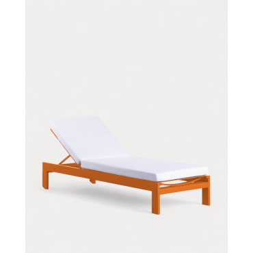 Tumbona Reclinable de Aluminio con Cojín de Tela New Kreta Naranja Terra & Blanco - The Masie
