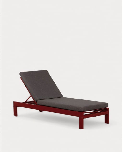 Tumbona Reclinable de Aluminio con Cojín de Tela New Kreta - Rojo Tinto