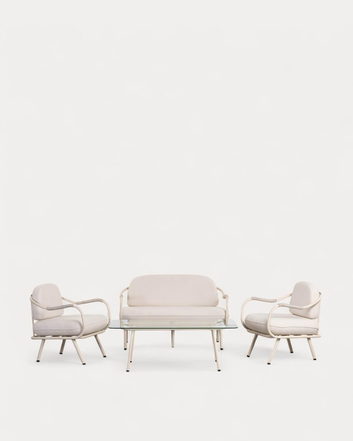 Set de Jardín con Sofá 2 Plazas, 1 Sillón y Mesa de Centro de Cristal Templado y Metal  Xoan , imagen de galería 1